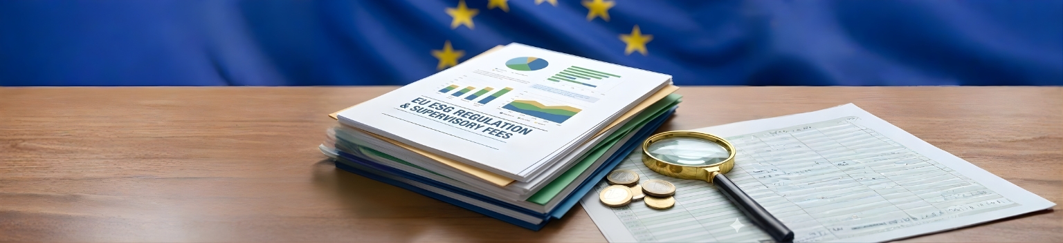 EU ESG regulatory framework illustrated with sustainability charts, financial documents, and supervisory analysis tools