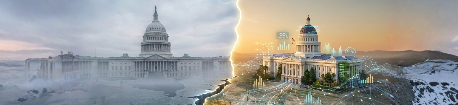 Illustration showing divergence between U.S. federal climate disclosure rules and California state ESG reporting requirements